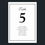 Schwarzweißplakette für Hochzeitssitze in Tischnum Tischnummer<br><div class="desc">elegante Bilderrahmen Schwarz-Weiß-Tischnummer Kartensitzkarte mit moderner Kalligraphie.</div>