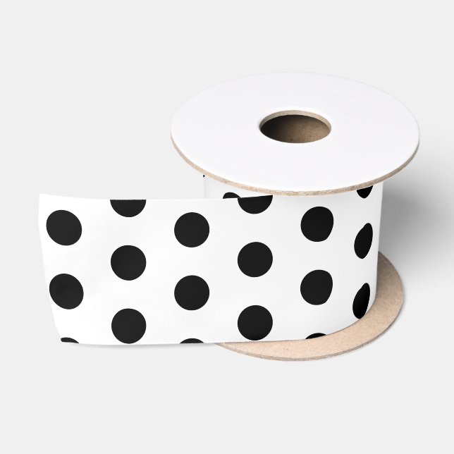 Schwarzweißpolka-Punktmuster Satinband (Spule)