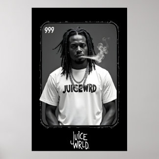 Schwarzweißporträt eines männlichen Rappers, der W Poster