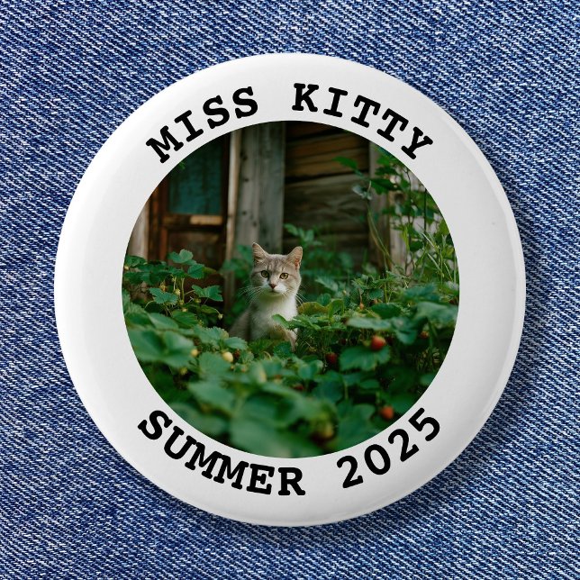 Schwarzweißrahmen mit Personalisiertem Foto Button (Black and White Personalized Round Photo Frame Pinback Button)