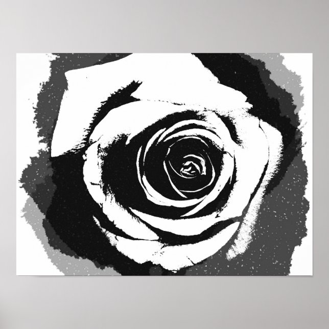Schwarzweißrosa Poster (Vorne)