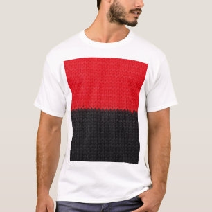 Schwarzweißroter Strick: gestreift in der Nähe. T-Shirt