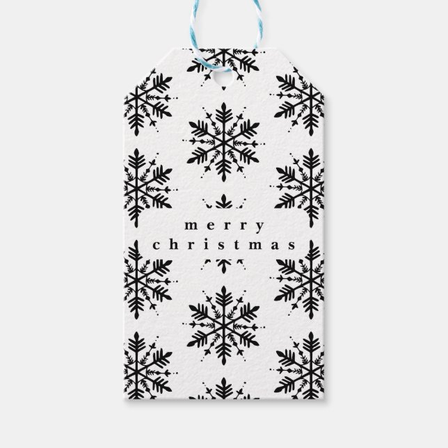 Schwarzweißschneeflocke Geschenkanhänger (Vorderseite)