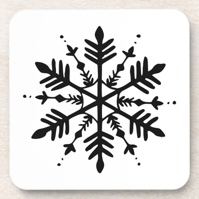 Schwarzweißschneeflocke Getränkeuntersetzer (Vorderseite)