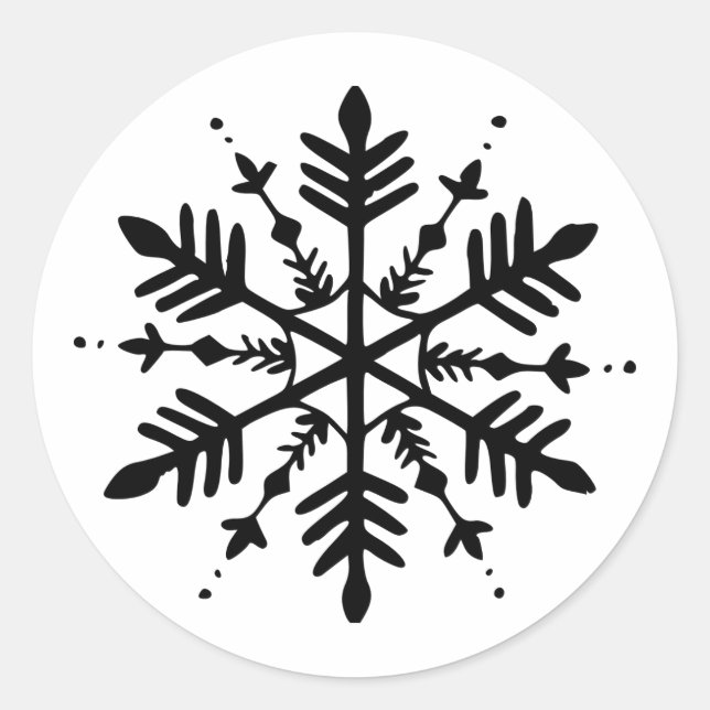 Schwarzweißschneeflocke Runder Aufkleber (Vorderseite)