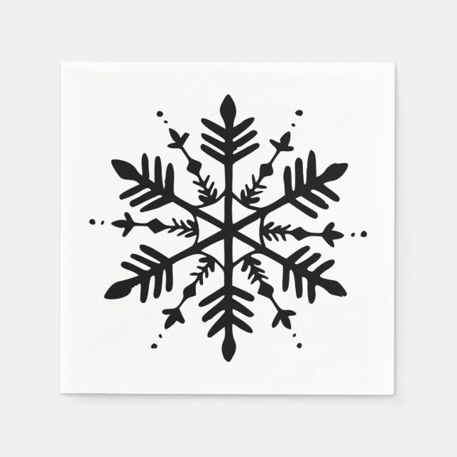 Schwarzweißschneeflocke Serviette (Vorderseite)