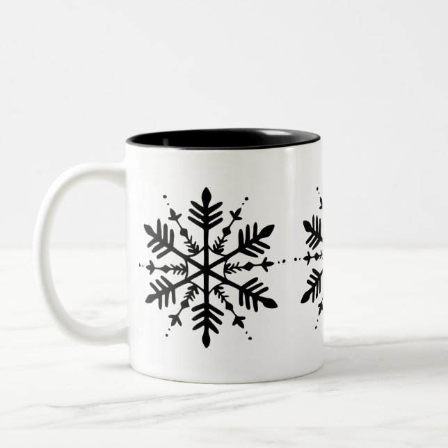 Schwarzweißschneeflocke Zweifarbige Tasse (Links)