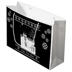 Schwarzweißschneemann mit Schals-Weihnachten Große Geschenktüte