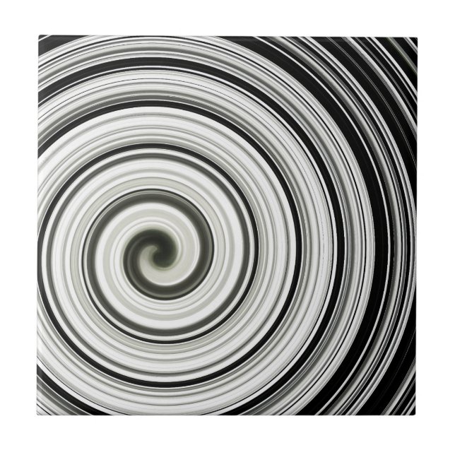 Schwarzweißspirale Fliese (Vorderseite)