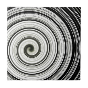 Schwarzweißspirale Fliese