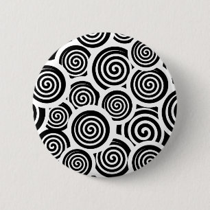 Schwarzweißspirale Vektormuster Button