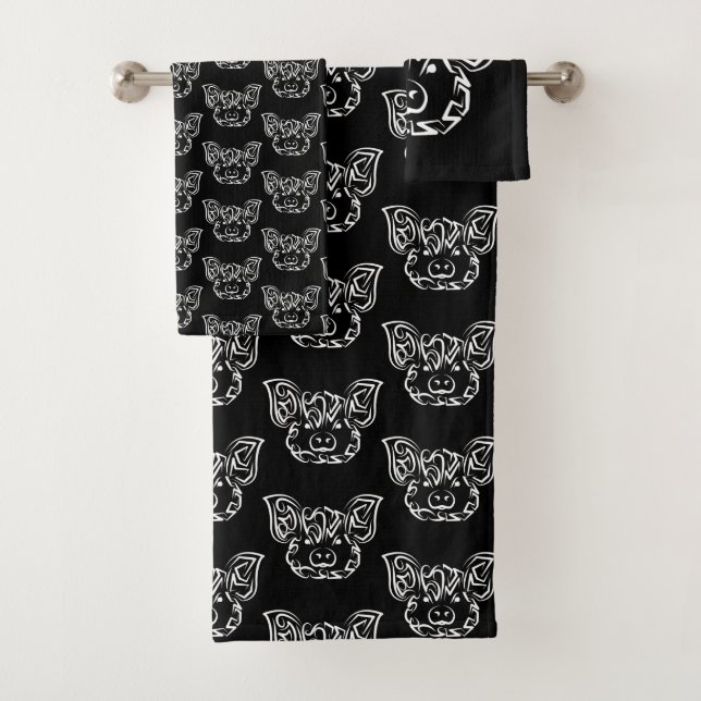 Schwarzweißstäbchen Badhandtuch Set (Insitu)