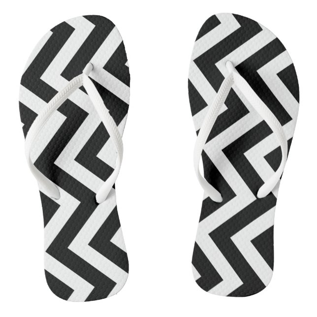 Schwarzweißstreifen mit großen vertikalen Zickzack Flip Flops (Fußbett)
