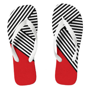 Schwarzweißstreifen mit rotem Dreieck Flip Flops