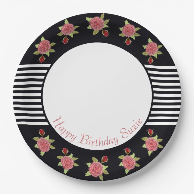 Schwarzweißstreifen Pappteller (Vorderseite)