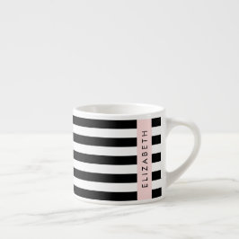 Schwarzweißstreifen, Streifen, Linien, Ihr Name Espressotasse