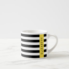 Schwarzweißstreifen, Streifen, Linien, Ihr Name Espressotasse