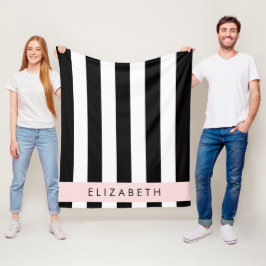 Schwarzweißstreifen, Streifen, Linien, Ihr Name Fleecedecke