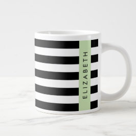 Schwarzweißstreifen, Streifen, Linien, Ihr Name Jumbo-Tasse