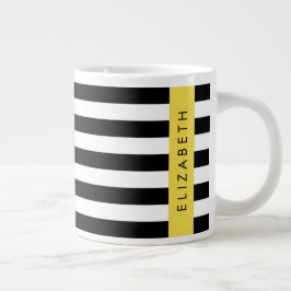 Schwarzweißstreifen, Streifen, Linien, Ihr Name Jumbo-Tasse