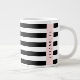 Schwarzweißstreifen, Streifen, Linien, Ihr Name Jumbo-Tasse