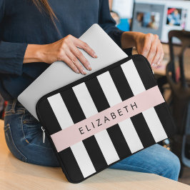 Schwarzweißstreifen, Streifen, Linien, Ihr Name Laptopschutzhülle