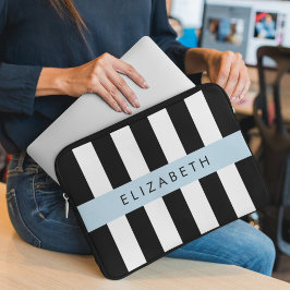 Schwarzweißstreifen, Streifen, Linien, Ihr Name Laptopschutzhülle