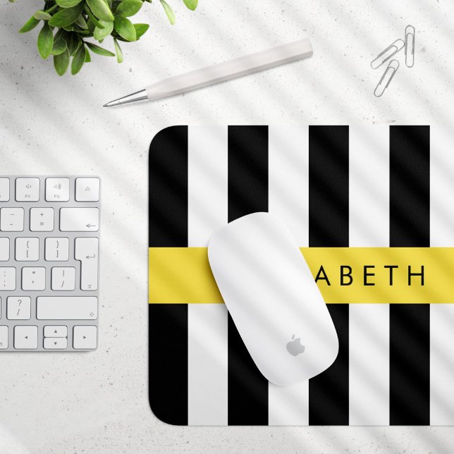 Schwarzweißstreifen, Streifen, Linien, Ihr Name Mousepad (Von Creator hochgeladen)