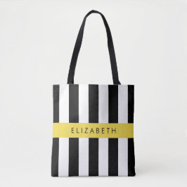 Schwarzweißstreifen, Streifen, Linien, Ihr Name Tasche