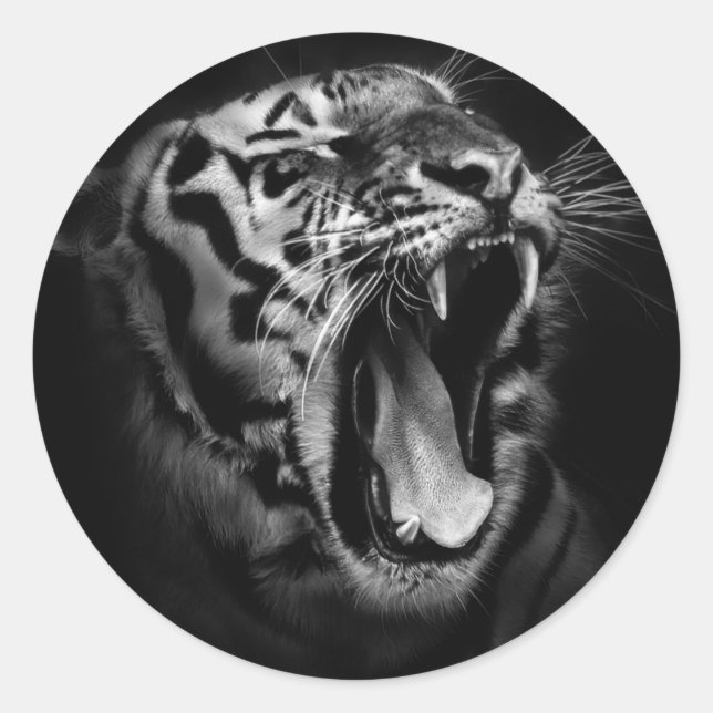 Schwarzweißtiger Inspiration Runder Aufkleber (Vorderseite)
