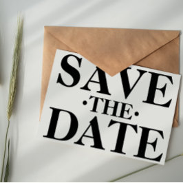 Schwarzweißtypografie Save the Date Postkarte