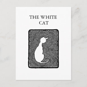 Schwarzweißvektorkunst Die Weiße Katze-Vorlage Postkarte