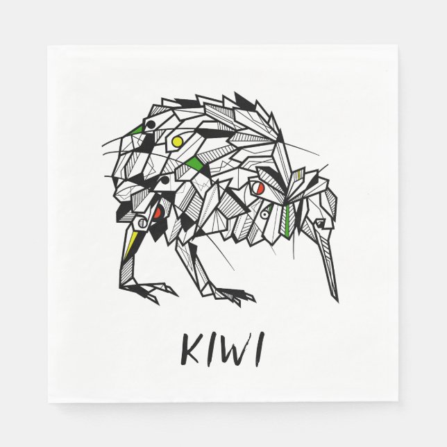 Schwarzweißvogel Serviette (Vorderseite)