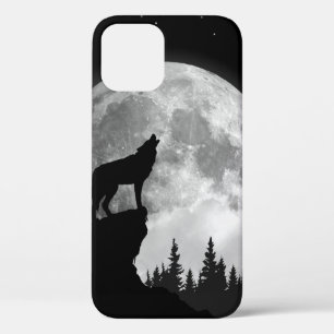 Schwarzweißwolf heult auf dem Mond Case-Mate iPhone Hülle