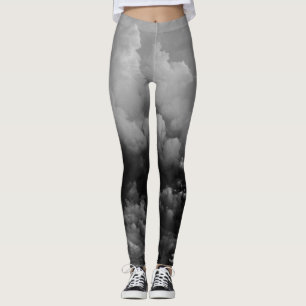 Schwarzweißwolken aktives Tragen von Yoga Leggings