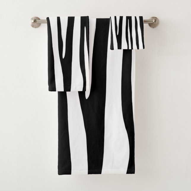 Schwarzweißzebramuster, modernes Design Badhandtuch Set (Insitu)