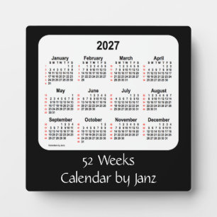 Schwarzwochenkalender 2027 von Janz Fotoplatte