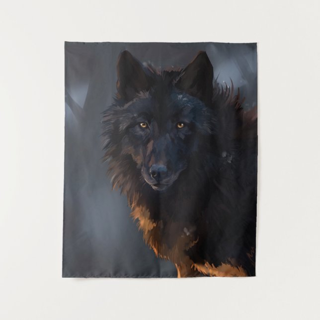 Schwarzwolf Wandteppich (Vorderseite)