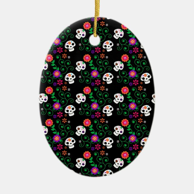 Schwarzzucker-Schädel Keramik Ornament (Vorne)