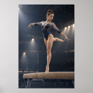 Schwebebalken Turnen Weibliche Turnerin Elegant Ge Poster