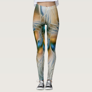 Schwebende, abstrakte Fantasy-Fraktalkunst in Blau Leggings