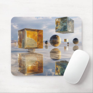 Schwebende geometrische Wunderwerke über Wasser Mousepad