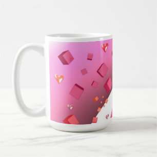 Schwebende Herzen und Würfel Kaffeetasse