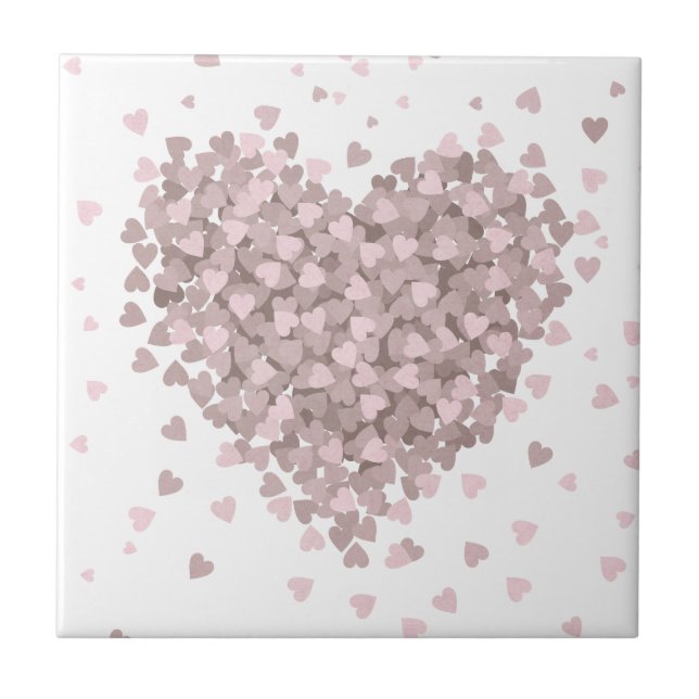 Schwebende Herzen Valentinstag Fliese (Vorderseite)