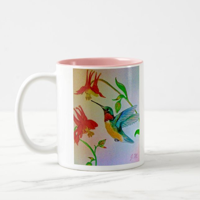 Schwebende Hummer-Kaffee-Tasse Zweifarbige Tasse (Links)