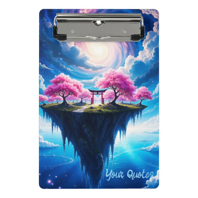 Schwebende Insel Sakura Kunst Mini Klemmbrett (Vorderseite)