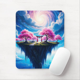 Schwebende Insel Sakura Kunst Mousepad