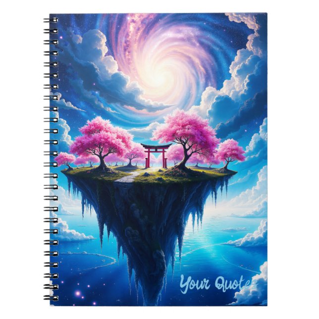 Schwebende Insel Sakura Kunst Notizblock (Vorderseite)