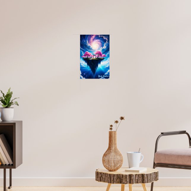 Schwebende Insel Sakura Kunst Poster (Wohnzimmer 3)