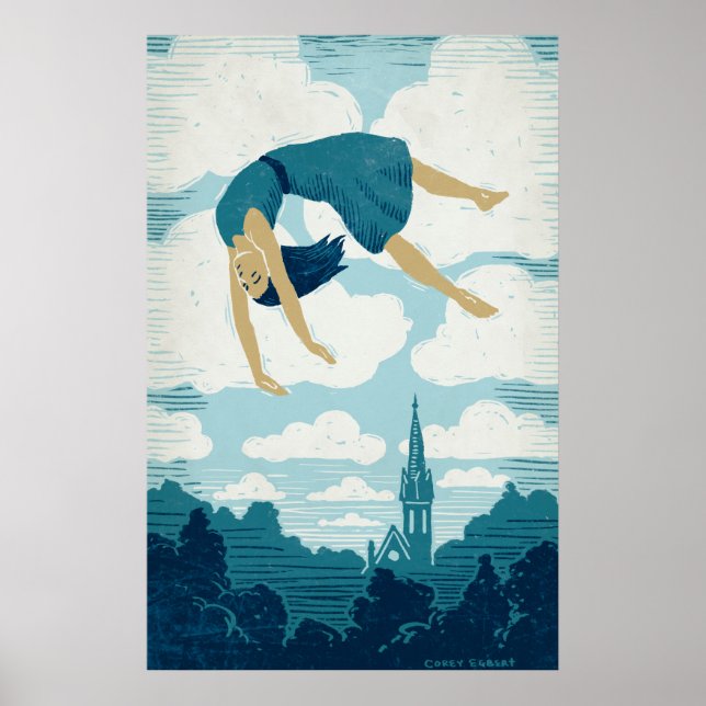 Schwebende Mädchen in der Luft Poster (Vorne)